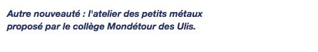 Autre nouveauté : l'atelier des petits métaux proposé par le collège Mondétour des Ulis.