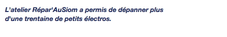 L'atelier Répar'AuSiom a permis de dépanner plus d'une trentaine de petits électros.