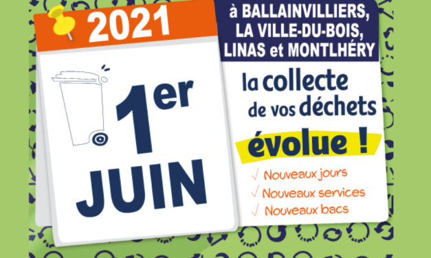A Ballainvilliers, La Ville du Bois, Linas et Montlhéry : le service de collecte évolue le 1er juin 2021 !